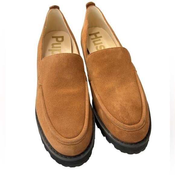 Hush Puppies Womens Lug Sole Loafers Carmel Water Resistant Suede Chunky Size 11 - Picture 11 of 12
